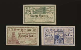 Itävalta Notgeld 10, 20, 50 Heller, Weyer 1920