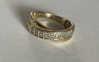 Kultainen 18 timanttin sormus 17,25