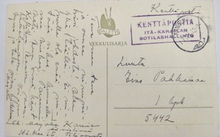Kortti Kenttäposti Itä-Karjala Sotilashallinto 1943 Tilgmann