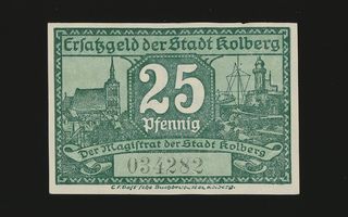 Saksa Notgeld 25 Pfennig, Kolberg 1.3.1917