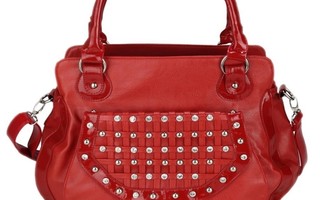 Red Studded Grab Bag With Crystal Decoration