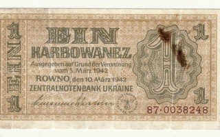 Saksa\Ukraina 1 Karbowanez 1942 ww2 Saksa-miehitys