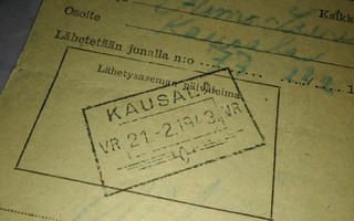 VR Kausala Asemaleima Kitotavarakortti 1949 PK140/8