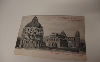 Vanha kulkematon postikortti , mm. Pisan kalteva torni