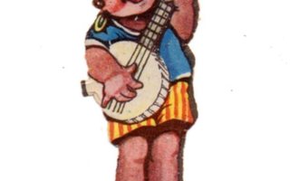 WANHA / Iloinen afro soittaa mandoliinia. 1900-l.