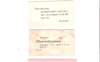Kutsut, Vampula, 1933, 1936, 1952 ja 1962.
