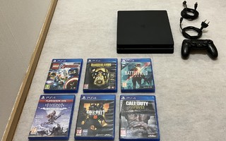 PlayStation 4 Slim 1 TB + 6 peliä