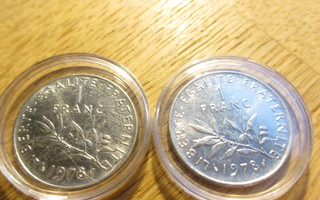 Ranska 1 Franc 1978 kl 8 2 kpl