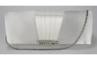 Silver Crystal Satin Clutch purse