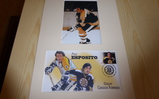 Phil Esposito Boston NHL valokuva ja aito Kanada FDC