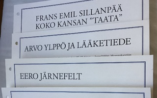 Rahakirje, Ratia, Järnefelt, Ylppö, Sillanpää