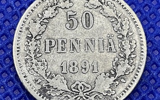 50 penniä 1891 Hopeaa