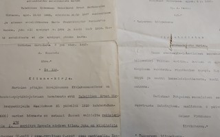 v.1925 virkatodistuksia 6kpl asiakirja