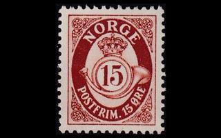 Norja 355 ** Postitorvi 15 öre punaruskea (1950)