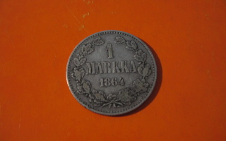 1 markka 1864 - hopeaa