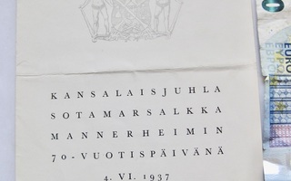 VANHA Ohjelma Mannerheim 70-v. Kansalaisjuhla 1937