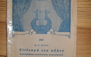S. E. Risku: Sittenpä sen näkee. 2.painos 1931. HARVOIN MYYN