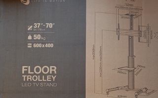 TV teline pyörillä   Sbox FS-446 Floor trolley