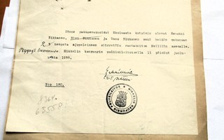 1939 Mikkeli poliisi VR  evakuointidokumentti Muolaa-Mellilä