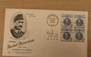 FDC Mannerheim 4c neliö 1960