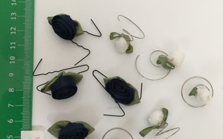 Hiustarvikkeet nro 64 : hiusspiraali ruusu valkoinen sininen