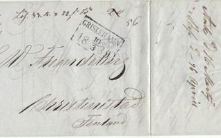 1839 kirje ELSENEUR:sta (Helsingör) Kristiinankaupunkiin
