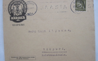 VANHA Firmakuori Vakuutusosakeyhtiö Karjala Viipuri 1944
