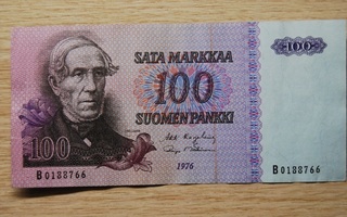 100 mk seteli 1976 Suomi Snellman