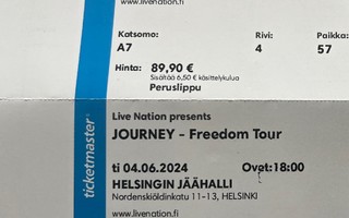 JOURNEY FREEDOM TOUR -KONSERTTIPUT 4.6.2024 (2 KPL), (EI HV)