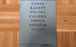 Värikartta Opel Calibra - Omega - Vectra - Kadett. 1990/1991