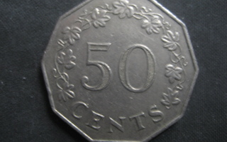 Malta  50 senttiä  1972  KM # 12  Kupari-nikkeli