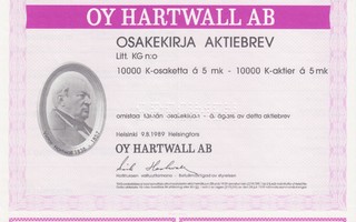 1989 Hartwall Oy spec, Helsinki pörssi osakekirja
