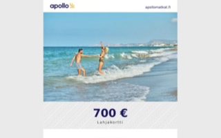 Apollomatkat 780€ arvoiset matkalahjakortit (700€+80€)