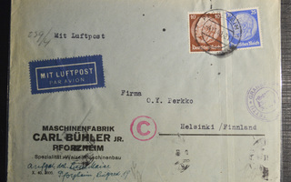 Saksa 1940 lentopostikirje, Sensuroitu
