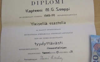 VANHA Diplomi Sotakorkeakoulu Ilmasotalinja 1949-1950
