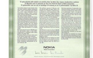OKK osakekirja 2 x optio Nokia Corp. 1987