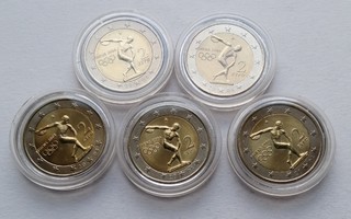 Kreikka 2 euroa 2004 Ateenan Olympiaraha piller. 5 kpl erä.