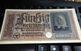 Natsi Saksa 50 RM Hakaristi seteli 1940-45 PR140 sn682