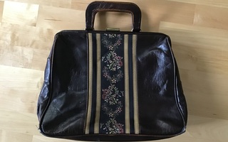 Tummanruskea Vintage käsilaukku ( 30 / 35 cm x 28 cm )