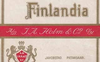 TUPAKKA ETIKETTI FINLANDIA - A.B J.A HOLM JAKOBSTAD H-0786
