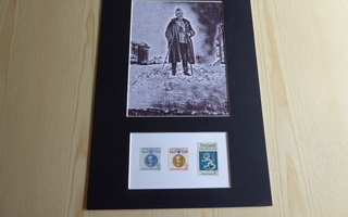 Mannerheim taidekuva ja postimerkit paspiksen koko A4