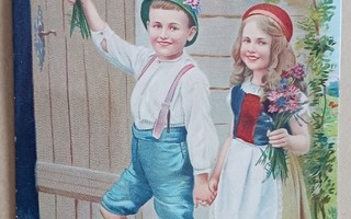 Lapset ovella onnittelemassa,  p. 1910