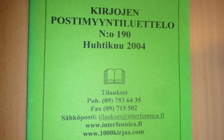 Kirjojen postimyyntiluettelo N:o 190 Huhtikuu 2004