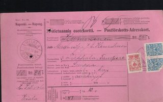 Postietuannin osotekortti Wiiala 1916 (Viiala)