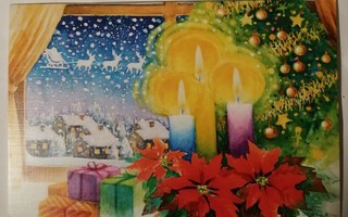 Lahjat , joulutähti ja kynttilät