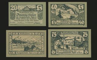 Itävalta Notgeld 20, 40, 60, 75 Heller, Igls 1920