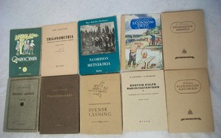 10 kpl paketti vanhoja oppikirjoja (1940-1950-luku)