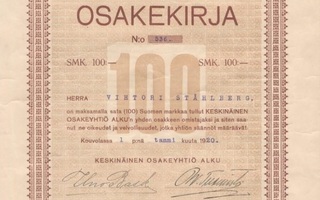 1920 Keskinäinen Oy Alku, Kouvola osakekirja