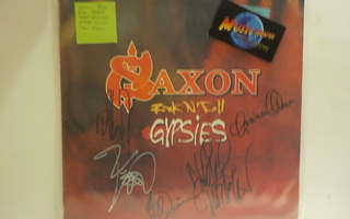 SAXON - ROCK N ROLL GYPSIES EX+/EX+ LP -  5 NIMMARIT!!