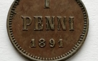 1 penni 1891 kuparia